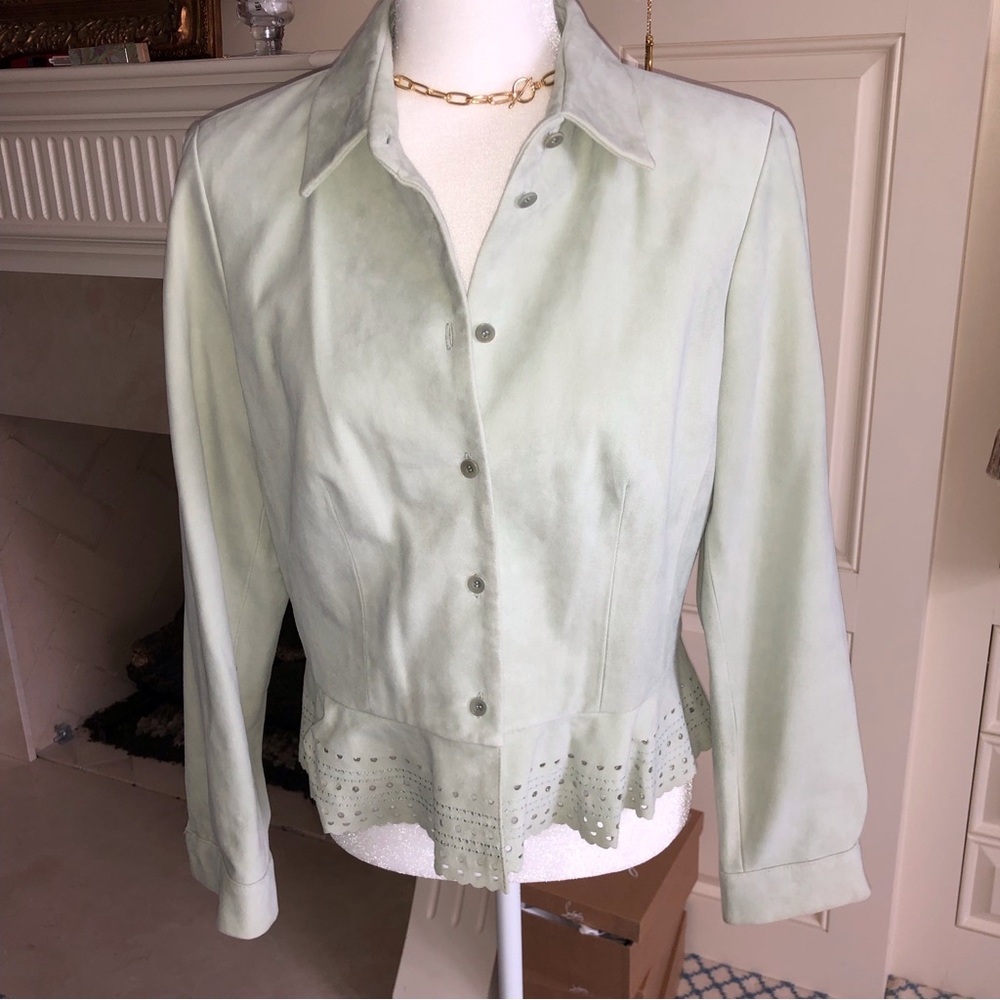 Worth Collection Light Blue Suede Jacket Size 12